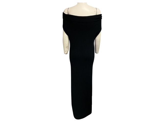 Totême Toteme Schulterfreies Rippstrickkleid in Schwarz - Ansicht 3