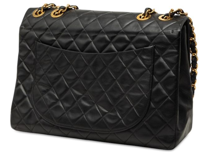 Borsa a tracolla Chanel Maxi XL Classic Single Flap in pelle di agnello nera Nero - vista 2
