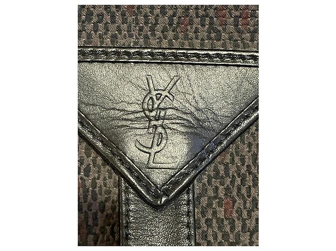 Borsone Yves Saint Laurent in tessuto monogram Marrone Nero - vista 9