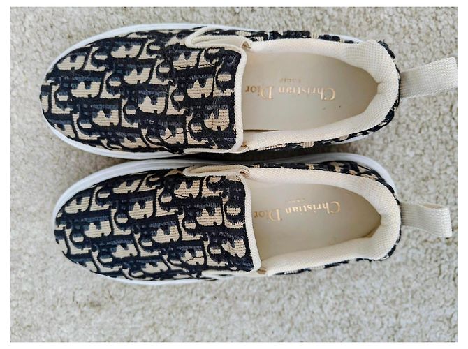 Christian Dior Oblique Sneaker aus Jacquard-Canvas Schwarz Beige Marineblau - Ansicht 3