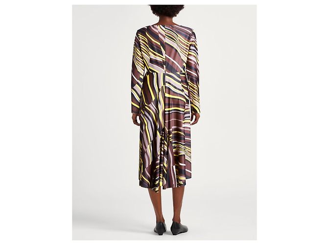 Abito Midi MaliParmi Lyrical Stripe Marrone Nero Bianco Grigio Giallo - vista 2
