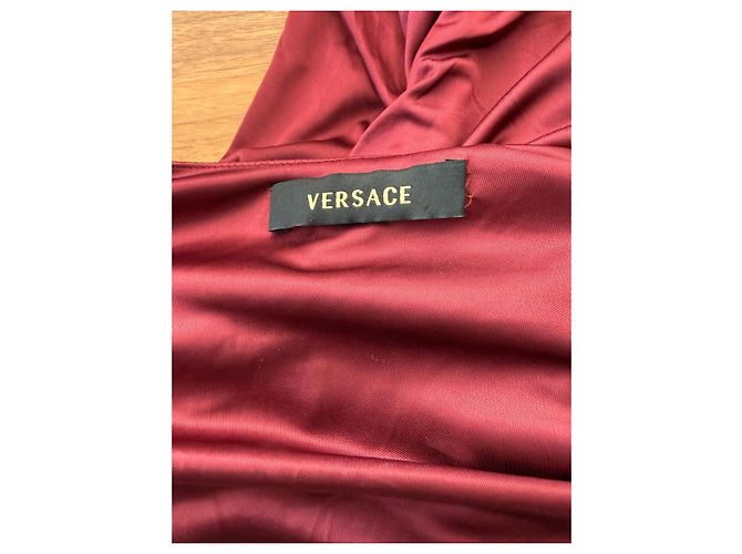 Gianni Versace Vestido Midi Drapeado Burdeos - vista 6