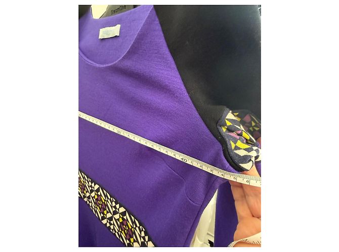 Vestido de lana Emilio Pucci estampado geométrico Negro Blanco Púrpura Amarillo - vista 9