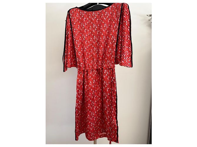 Escada Sport Vestido de mezcla de seda con estampado abstracto Negro Rosa Blanco Roja - vista 3