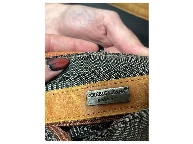 Borsa a tracolla Dolce & Gabbana in pelle marrone - vista 11