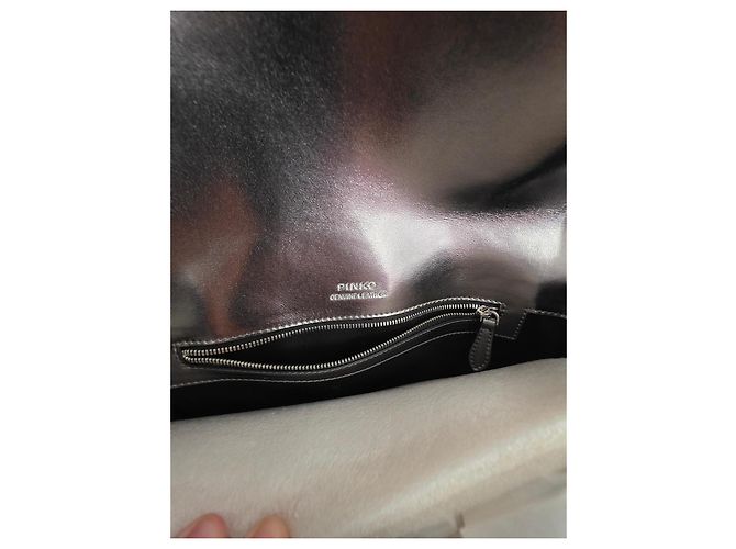 Borsa a tracolla Pinko Love One Classic Slouchy in pelle metallizzata argento Grigio Metallico - vista 14