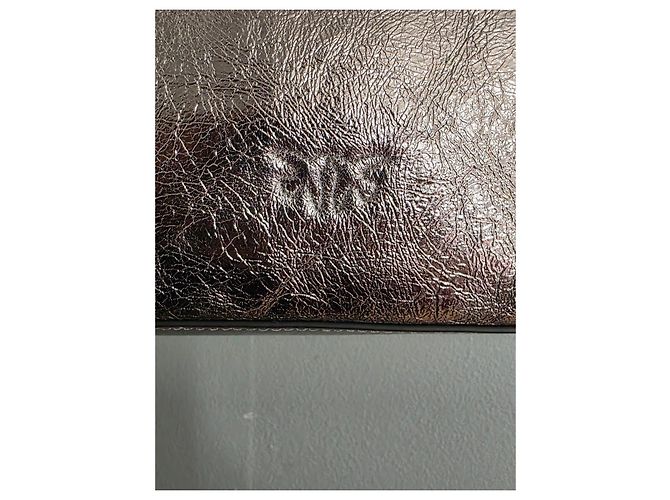 Borsa a tracolla Pinko Love One Classic Slouchy in pelle metallizzata argento Grigio Metallico - vista 6