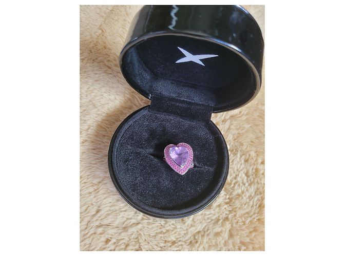 Anello Mauboussin Cuore in Oro Bianco con Ametista e Zaffiri Argento Rosa Porpora - vista 2