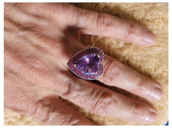 Anello Mauboussin Cuore in Oro Bianco con Ametista e Zaffiri Argento Rosa Porpora - vista 5