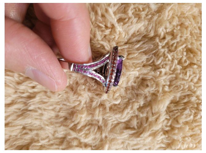 Anello Mauboussin Cuore in Oro Bianco con Ametista e Zaffiri Argento Rosa Porpora - vista 6