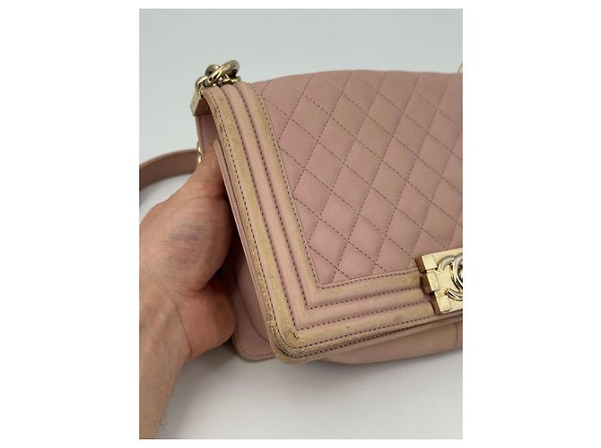 Chanel Boy Medium Schultertasche Rosa Lammleder Pink - Ansicht 6