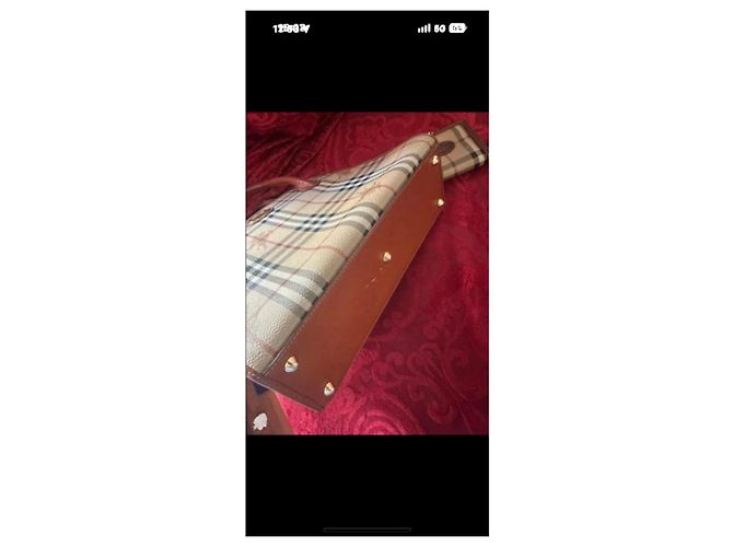 Burberry Nova Check Handtasche mit Lederbesatz Braun Beige - Ansicht 6