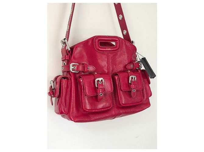Maje Borsa Miss M Cargo in pelle craquelé rossa Rosso - vista 6