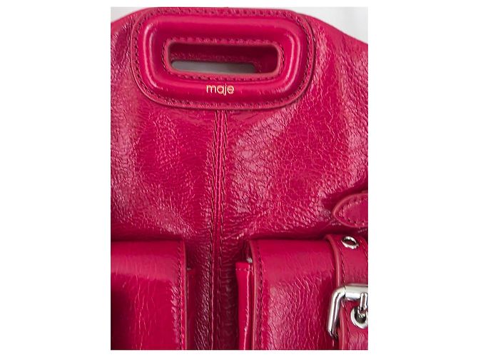 Maje Borsa Miss M Cargo in pelle craquelé rossa Rosso - vista 8