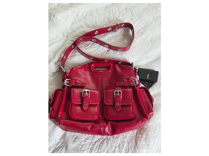 Maje Borsa Miss M Cargo in pelle craquelé rossa Rosso - vista 9