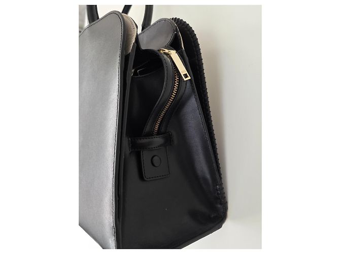 Hugo Boss Borsa Tote BOSS Ariell in pelle nera e tela beige Nero - vista 11