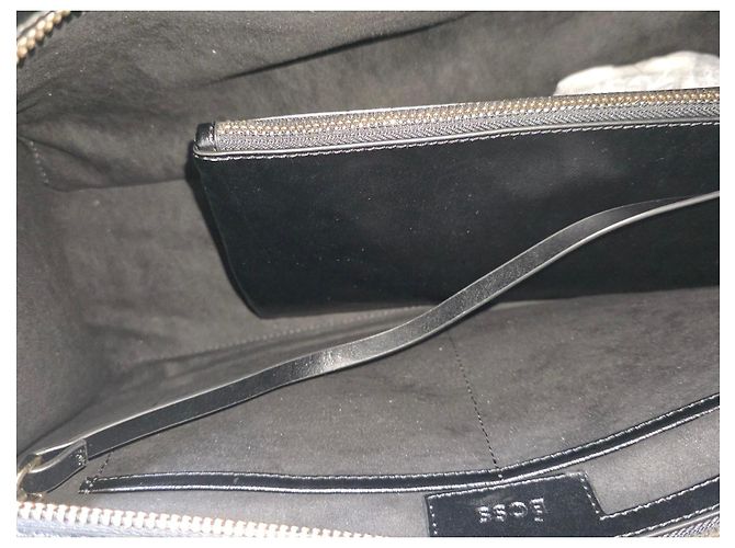 Hugo Boss Borsa Tote BOSS Ariell in pelle nera e tela beige Nero - vista 12