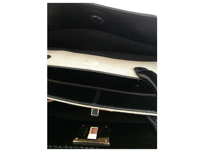 Hugo Boss Borsa Tote BOSS Ariell in pelle nera e tela beige Nero - vista 18