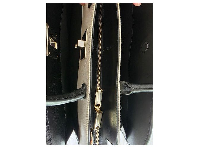 Hugo Boss Borsa Tote BOSS Ariell in pelle nera e tela beige Nero - vista 19