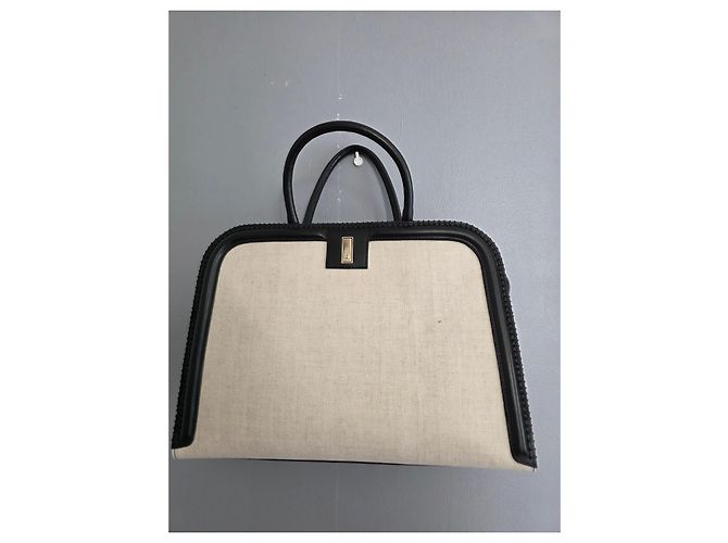 Hugo Boss Borsa Tote BOSS Ariell in pelle nera e tela beige Nero - vista 4