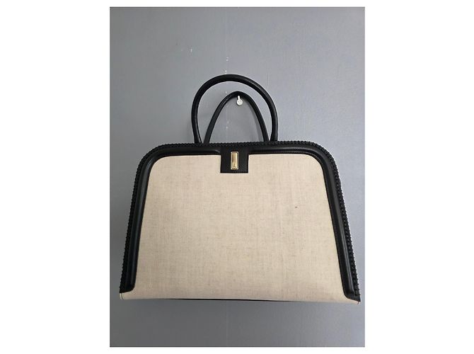 Hugo Boss Borsa Tote BOSS Ariell in pelle nera e tela beige Nero - vista 9