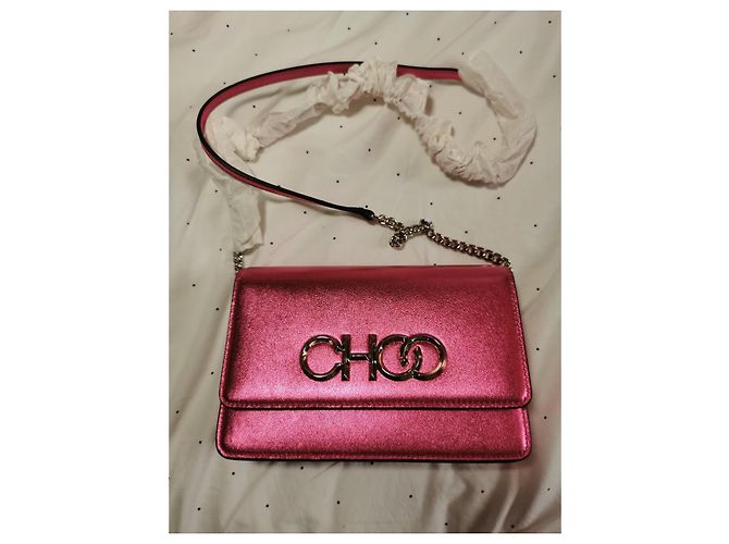 Jimmy Choo Borsa a tracolla in pelle rosa metallizzato - vista 13