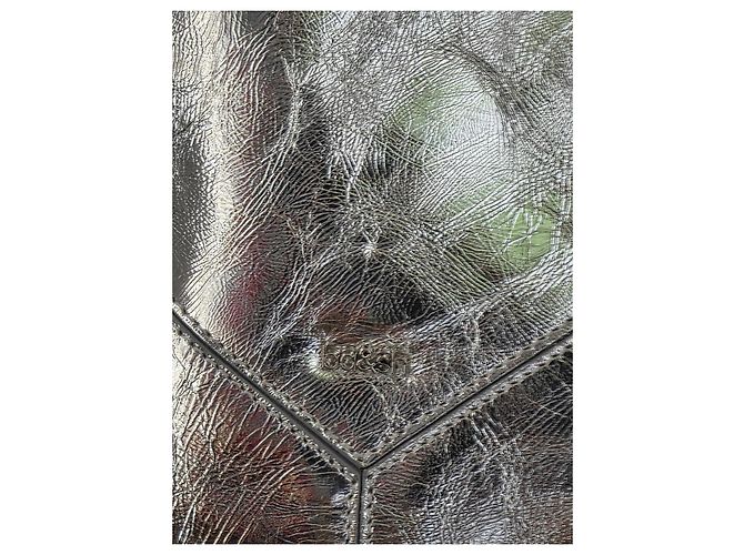 Ba&Sh Bolsa Tote M Lamine June Couro Prata - vista 13