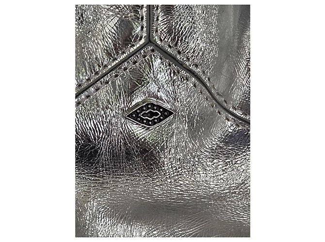 Ba&Sh Bolsa Tote M Lamine June Couro Prata - vista 8