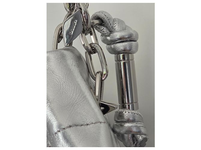 Ba&Sh Bolsa Tote M Lamine June Couro Prata - vista 9