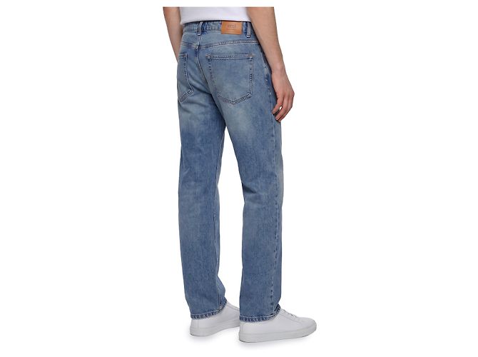 Jeans Ami Paris a Gamba Larga in Denim Blu Indaco - vista 2