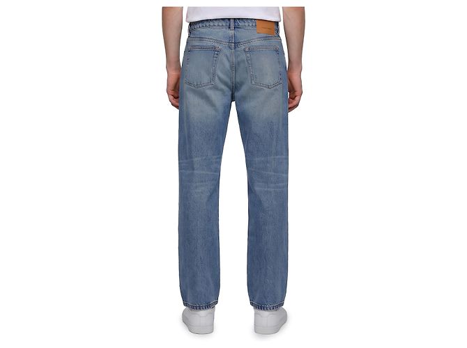 Jeans Ami Paris a Gamba Larga in Denim Blu Indaco - vista 3