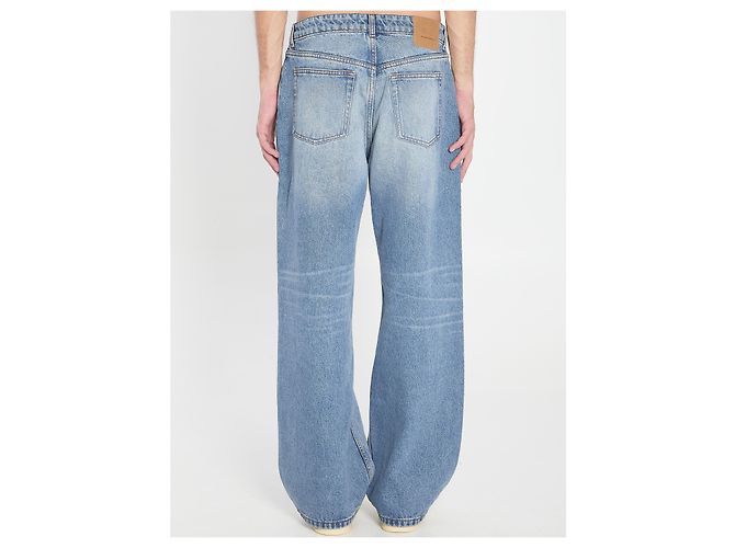 Jeans Ami Paris a Gamba Larga in Denim Blu Indaco - vista 4