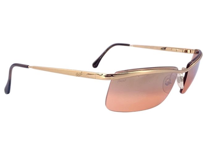 Persol Occhiali da sole sfumati semi-rimless Vintage Gold and Pink 2123 S D'oro - vista 3