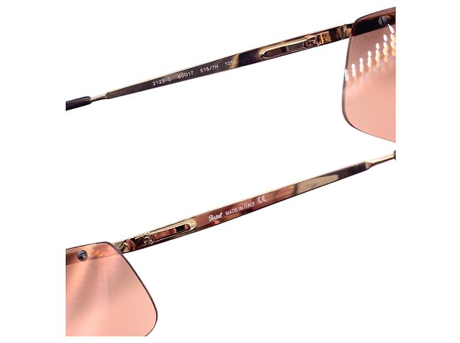 Persol Occhiali da sole sfumati semi-rimless Vintage Gold and Pink 2123 S D'oro - vista 5