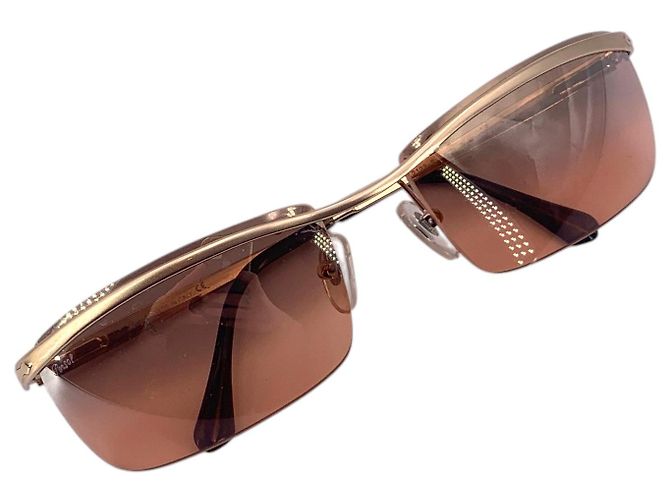 Persol Occhiali da sole sfumati semi-rimless Vintage Gold and Pink 2123 S D'oro - vista 6