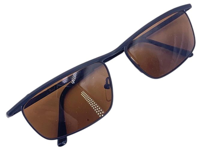 Persol Occhiali da sole rettangolari Denis in metallo nero opaco vintage 55/16 140mm Marrone - vista 6