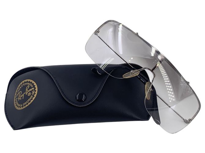 Ray-Ban Vintage Silver Metal RB 3159 Wings II Shield randlose Sonnenbrille Silber - Ansicht 2
