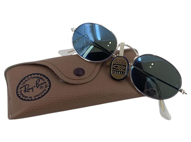 Ray-Ban Occhiali da sole Vintage Silver Metal W2263 con lenti a specchio ovali Argento - vista 2