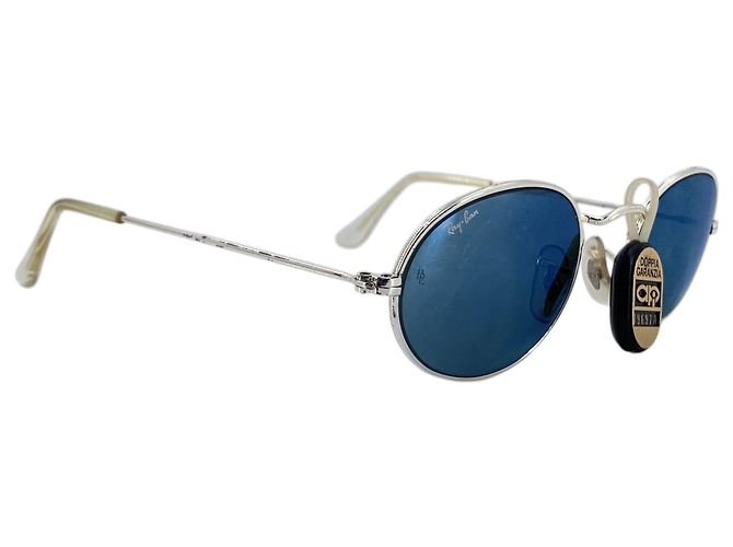 Ray-Ban Occhiali da sole Vintage Silver Metal W2263 con lenti a specchio ovali Argento - vista 3