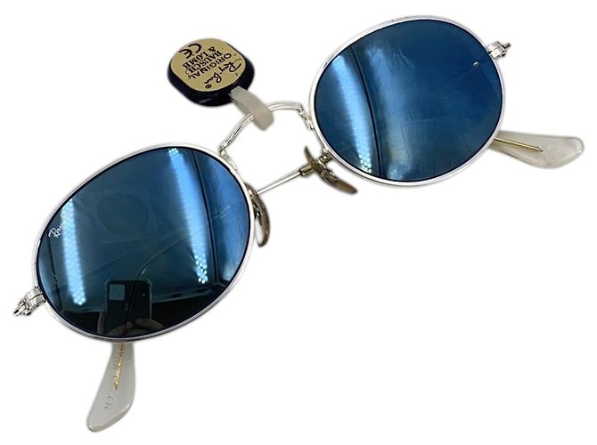 Ray-Ban Occhiali da sole Vintage Silver Metal W2263 con lenti a specchio ovali Argento - vista 6