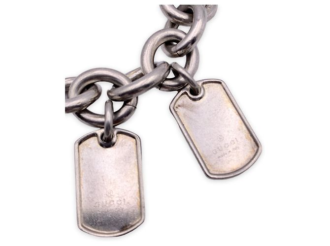 Gucci Bracciale a catena Rolo in argento sterling 925 con due piastrine - vista 3