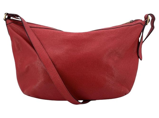 Gucci Rote Leder-Hobo-Schultertasche in Halbmondform mit Logo-Print - Ansicht 3
