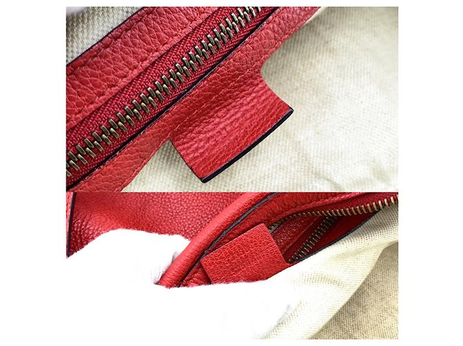 Gucci Rote Leder-Hobo-Schultertasche in Halbmondform mit Logo-Print - Ansicht 5