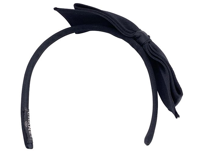 Timeless Chanel Accessorio per capelli fascia vintage in raso di seta nero con fiocco - vista 3