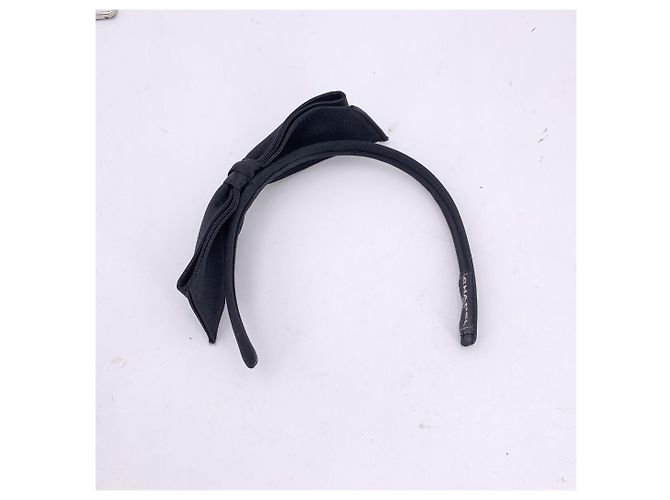 Timeless Chanel Accessorio per capelli fascia vintage in raso di seta nero con fiocco - vista 5
