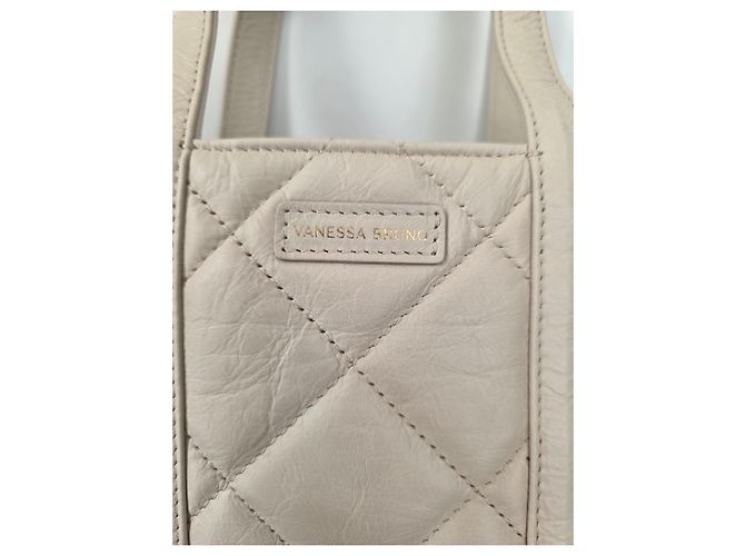 Vanessa Bruno S Shopper Leder gesteppt Ecru Beige Roh - Ansicht 3