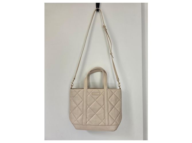 Vanessa Bruno S Shopper Leder gesteppt Ecru Beige Roh - Ansicht 4