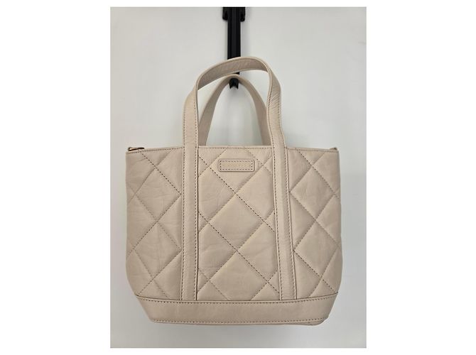 Vanessa Bruno S Shopper Leder gesteppt Ecru Beige Roh - Ansicht 6