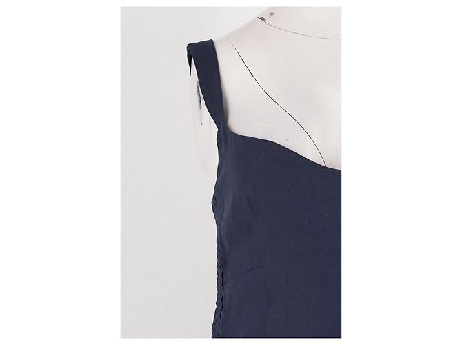 Vestido de lino azul marino Reformation - vista 3