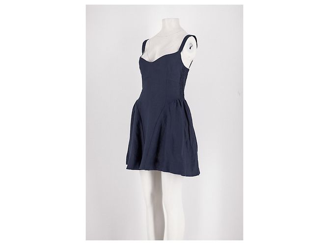 Vestido de lino azul marino Reformation - vista 4